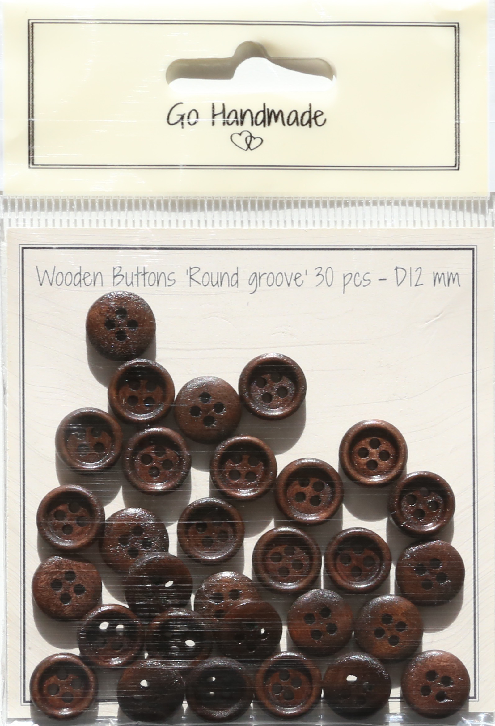 Round groove brown 12 mm 30 pcs Wooden Go Handmade