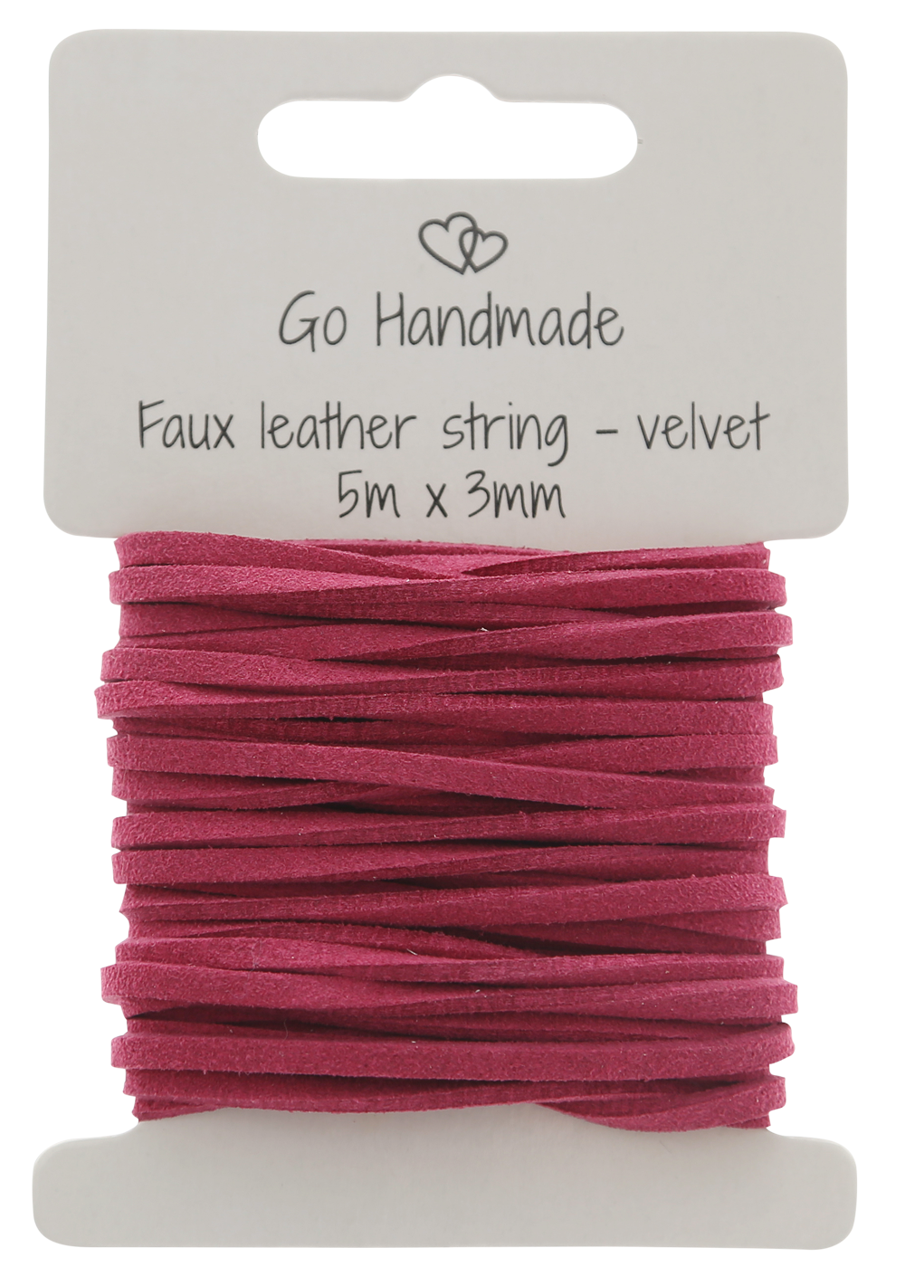 Raspberry red velvet strings 5 m x 3 mm Faux leather string Go Handmade