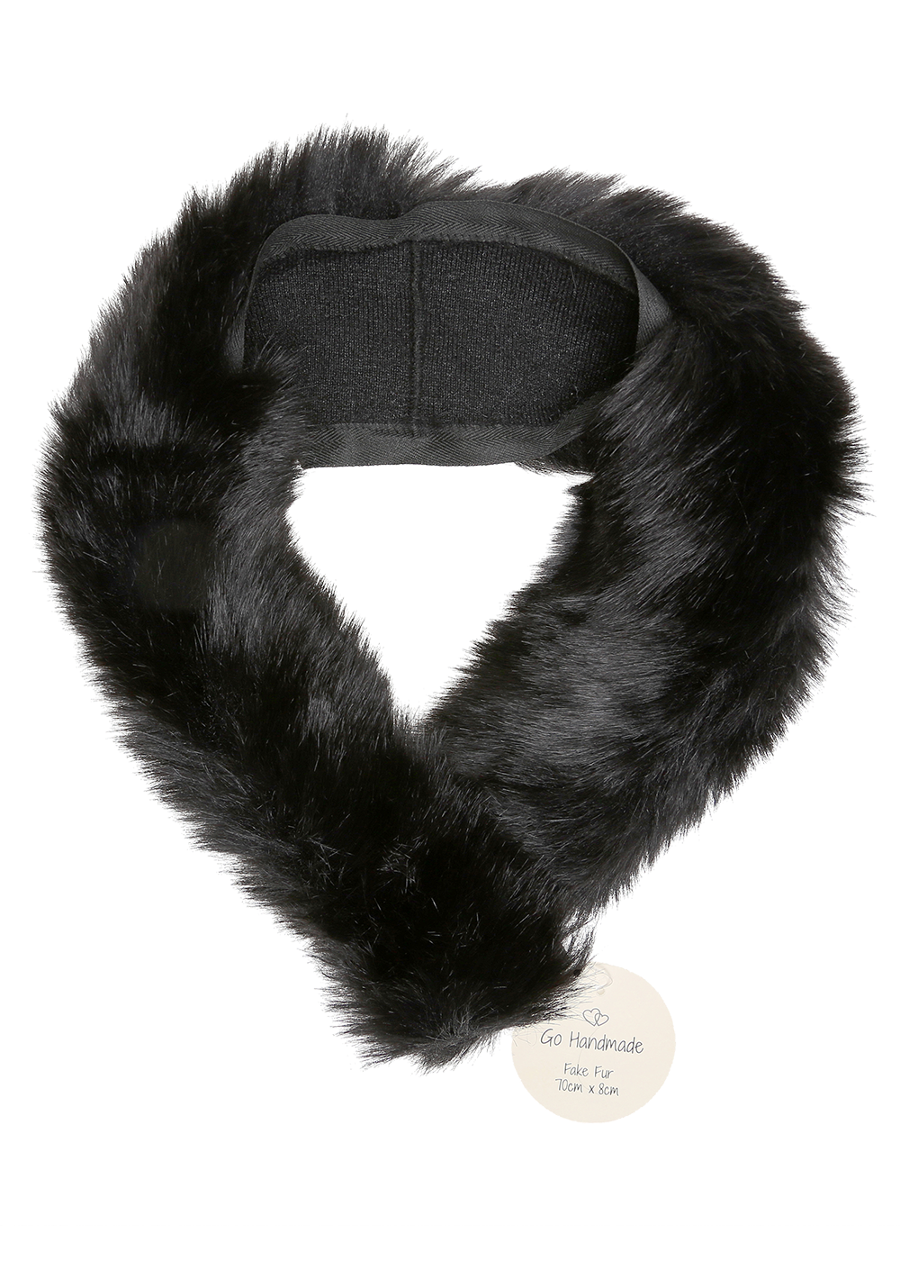 Fake fur - black - 70 x 8 cm - String - Fake Fur - Go Handmade