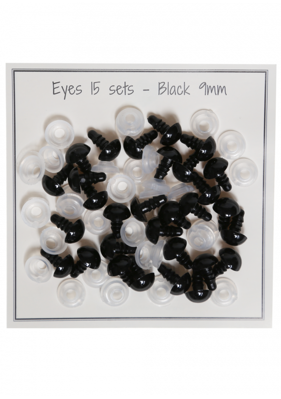 Black safety eyes 9 mm pair/15 Eyes & snout etc. Go handmade