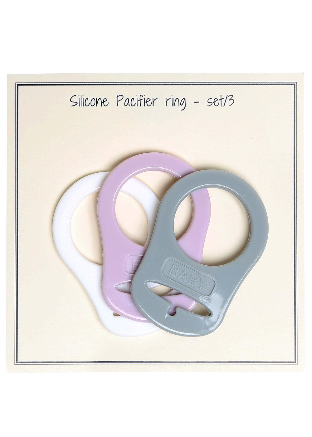 Pacifier ring silicone set/3 H48 x W32 mm white lavender