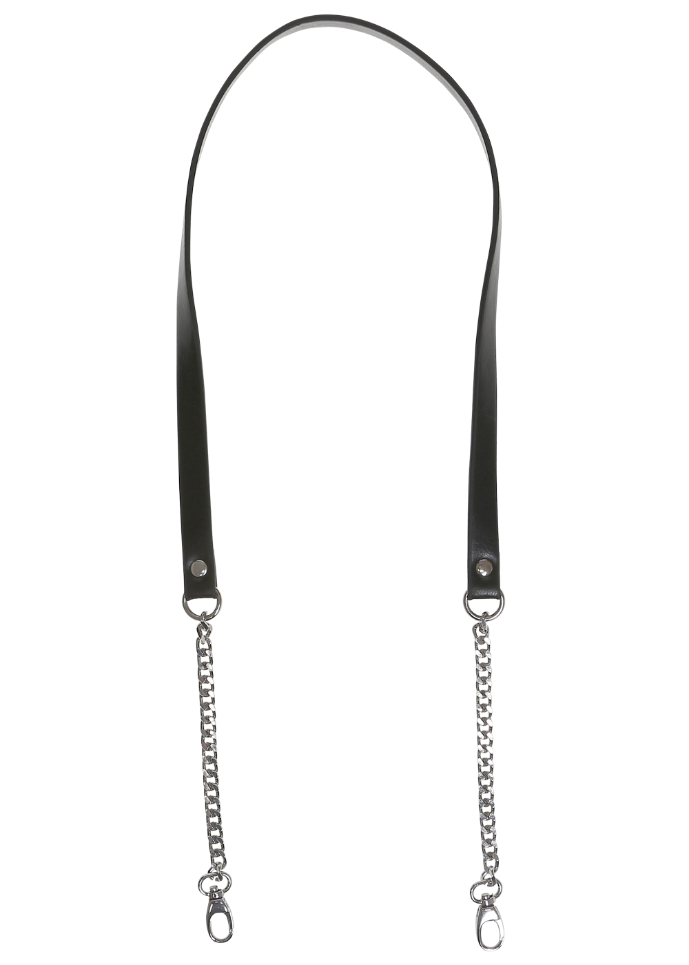 Handbag shoulder strap - PU leather - 102 cm x 16 mm - black w. sølv ...