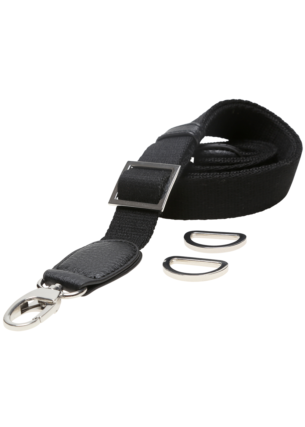 Handbag shoulder strap, cotton adjustable, L85 cm 125 cm, W25 mm Black/silver Shoulder