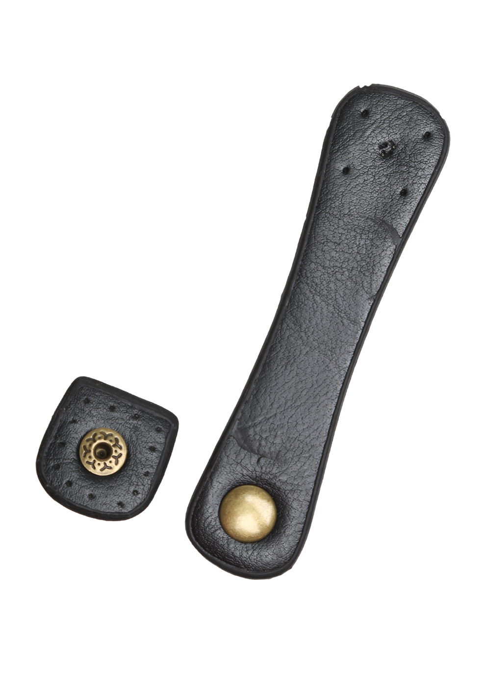 Lock flap w/snap button black PU leather/ bronze snap button 11 x