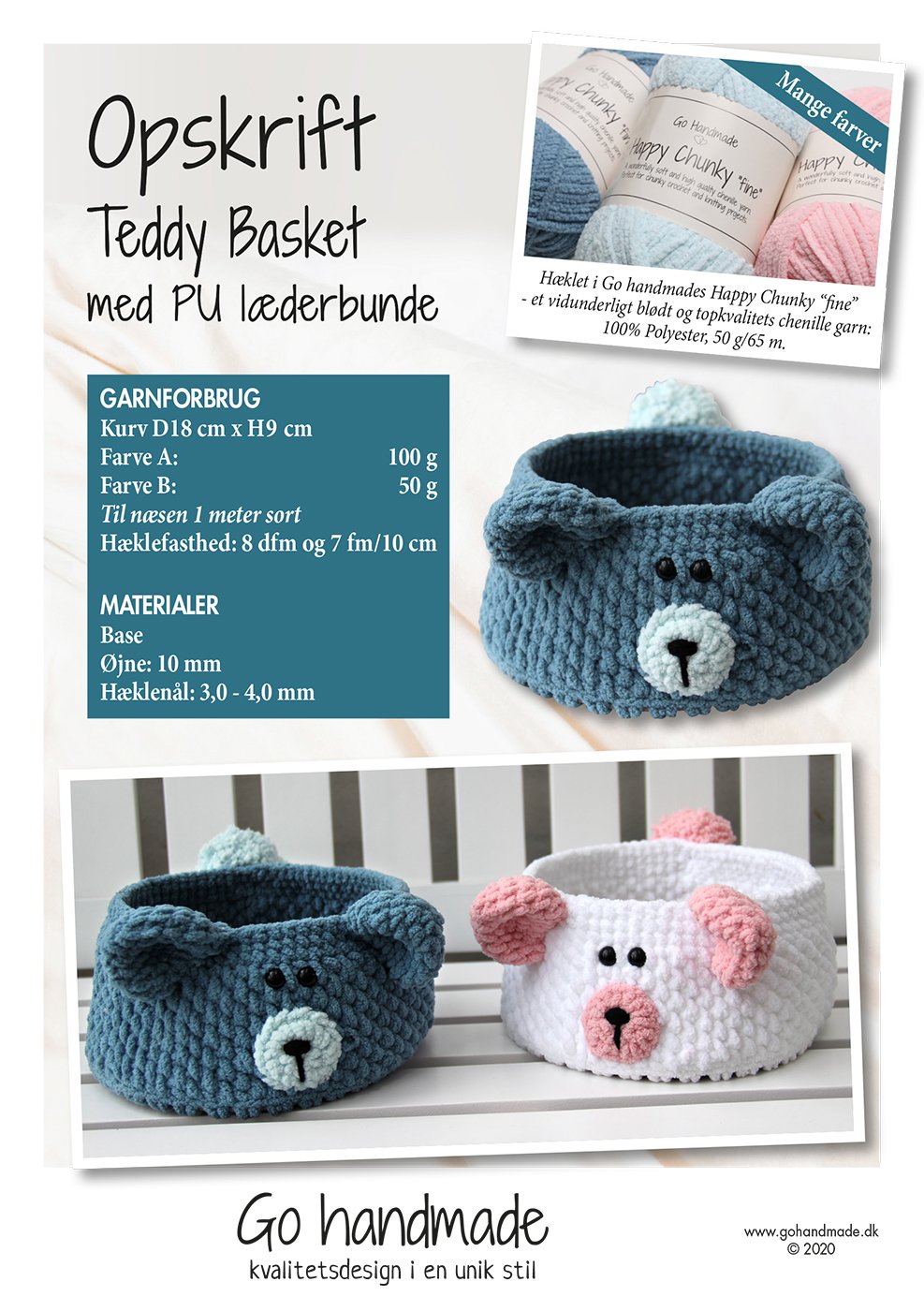 Teddy Basket With Pu Leather Base Dk Baskets Go Handmade