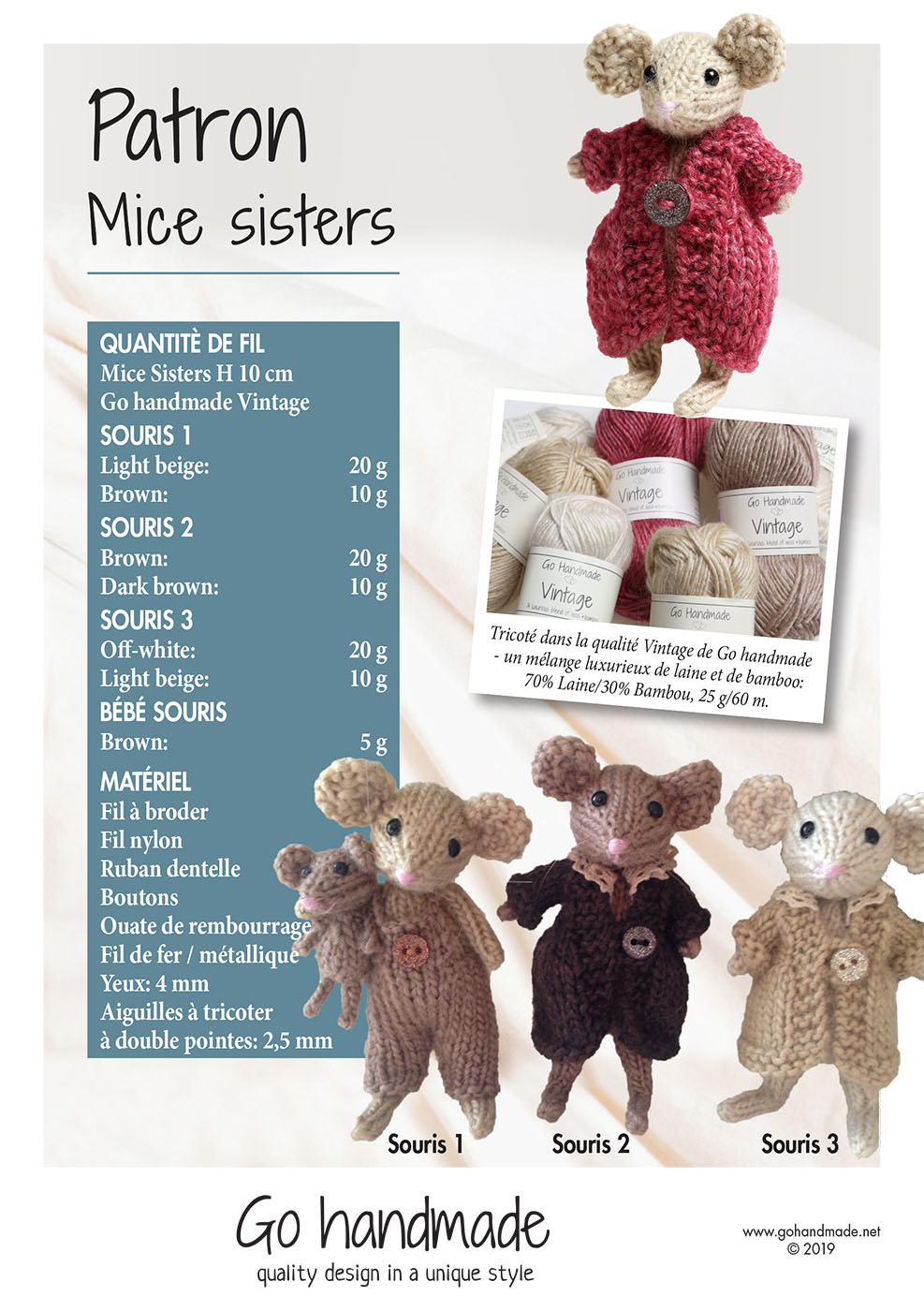 Mice Sisters Fr Animals Go Handmade