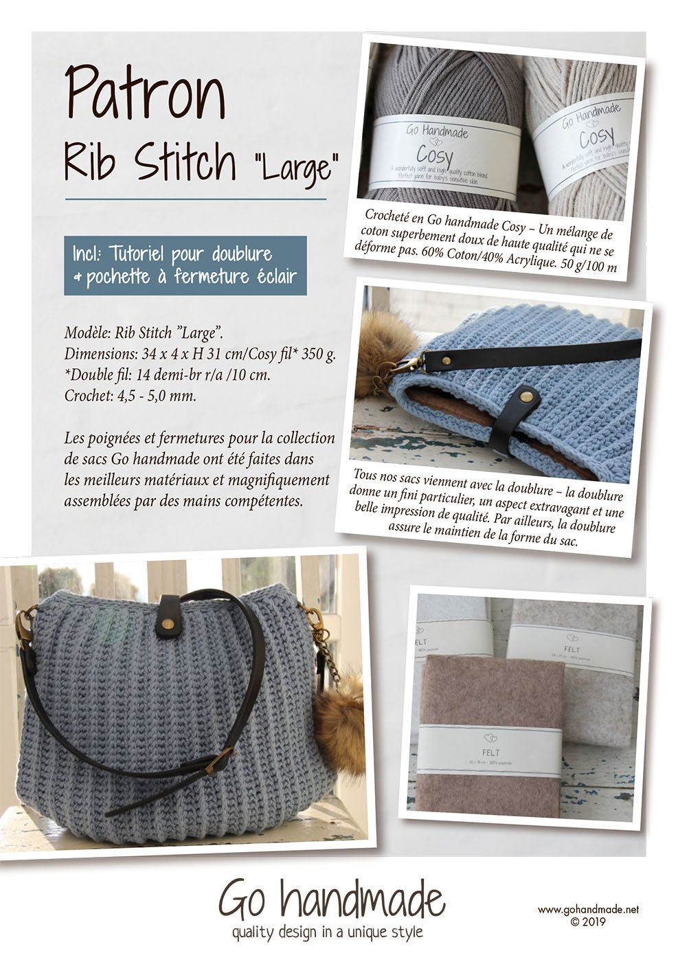 Rib Stitch Big Fr Handbags Go Handmade